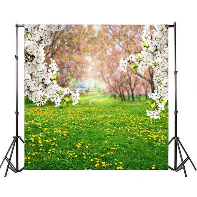 AOFOTO 5x5ft Spring Scenic Backdrop Sweet White Cherry Flowers Photography Background Meadow Floral Blossoms Garden Florets Grassland Park Flower Trees Kid Baby Portrait Photo Shoot Studio Props Vinly - Image 4